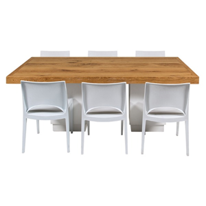 Tafel Blitz Wood XL laag met 6 stoelen (set)