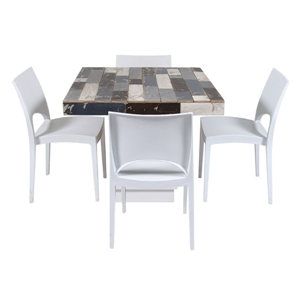 Tafel Blitz Circulair laag met 4 stoelen (set)