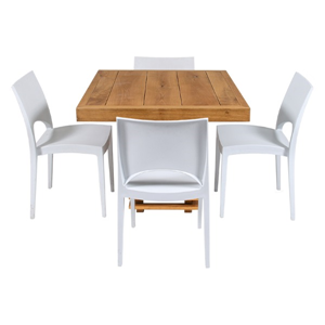 Tafel Wood laag met 4 stoelen (set)