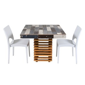 Tafel Wood Circulair laag met 2 stoelen (set)